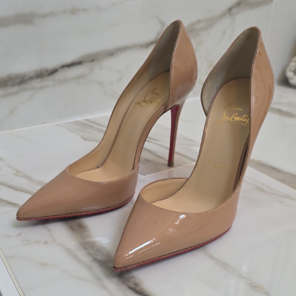 Christian Louboutin Nude Kate Beige Patent Leather Heels NWOT Size 36 1/2